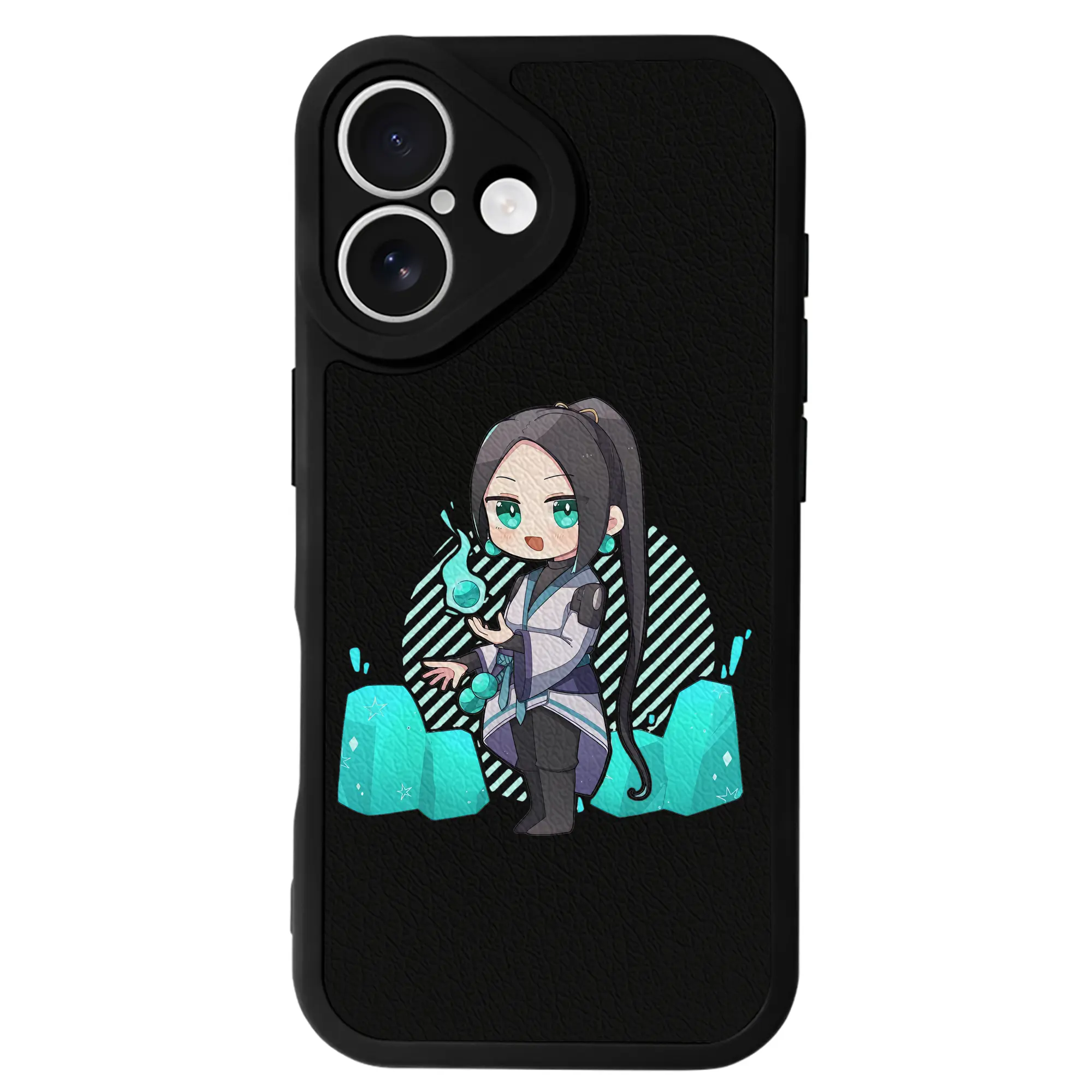 VALORANT グッズ,セージ - IPhone 16シリーズ対応 ・ シリコンスマホケース ・ レザー調 ・ 高精度フィット ・ 耐衝撃 ・ ワイヤレス充電対応 ・ 精密カット